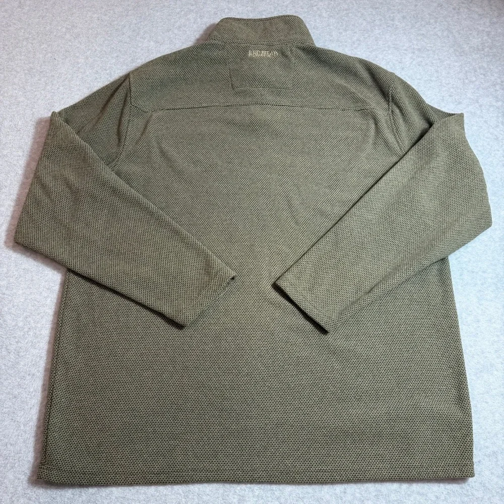 RedHead Pullover Sweater Mens XLT Green Waffle Knit Mock Neck Snap Button